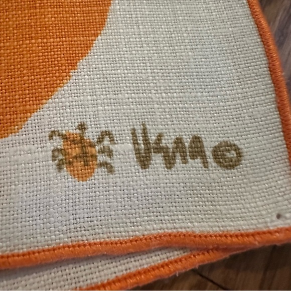 Set of 8 Vintage Vera Neumann Placemats Butterfly MCM Signed Retro Orange Cottag - Picture 2 of 15